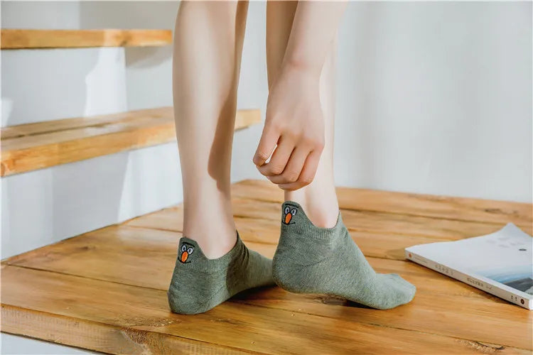10 Pair Cotton Women Socks Solid Color Fun Casual Boat Ankle Female Socks