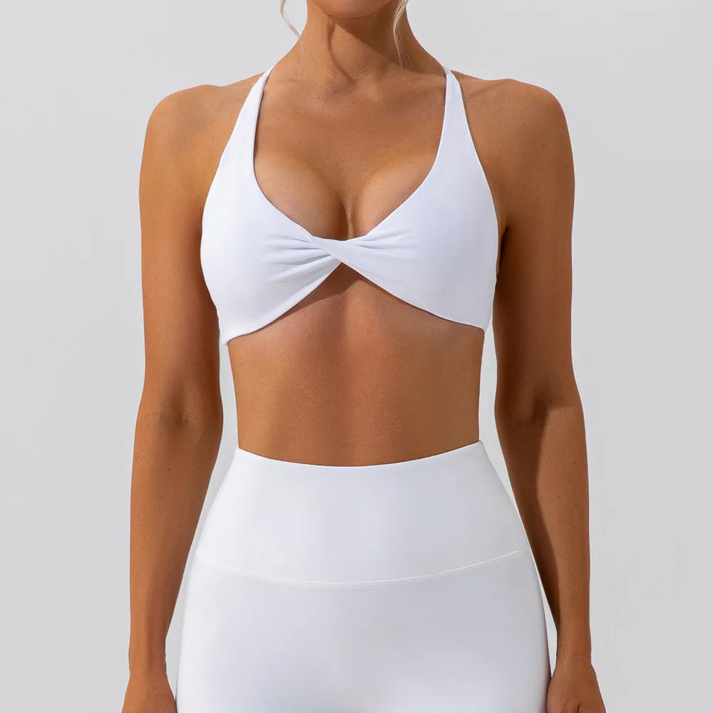 Workout Top Women Crease Sports Bra Running Back Cross Yoga Bra Breathable Sports