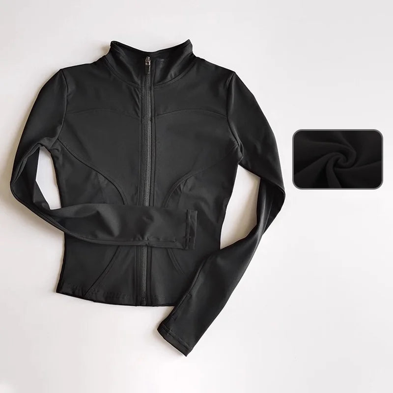 Outdoor Sports Long Sleeved Quick Dry Zipper Jacket Running Top