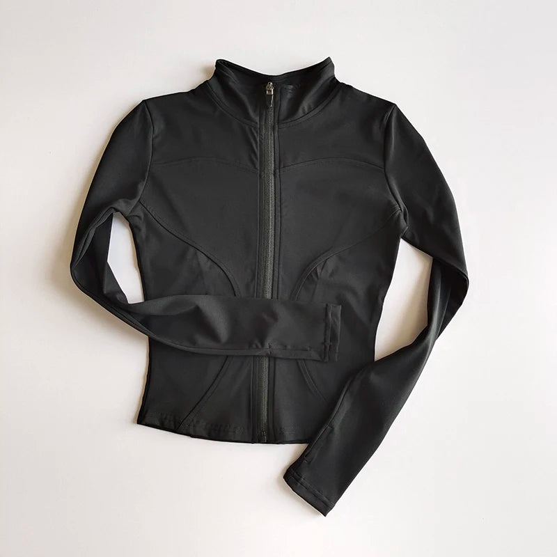 Outdoor Sports Long Sleeved Quick Dry Zipper Jacket Running Top