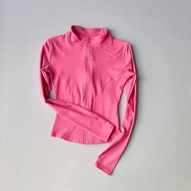 Outdoor Sports Long Sleeved Quick Dry Zipper Jacket Running Top