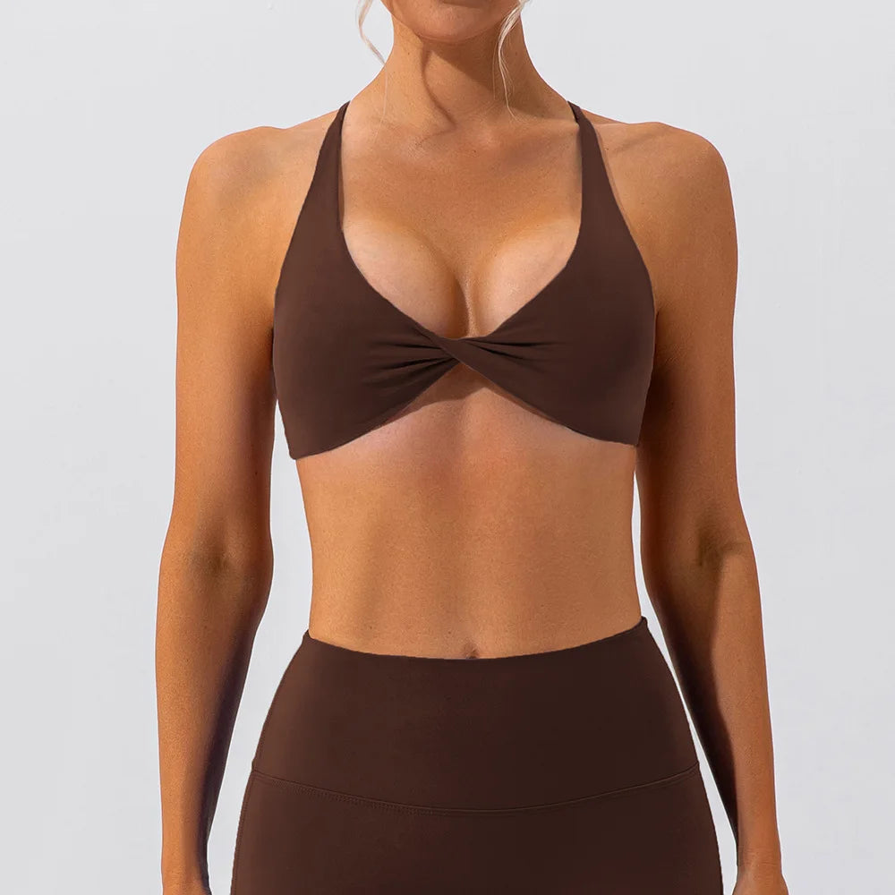 Workout Top Women Crease Sports Bra Running Back Cross Yoga Bra Breathable Sports