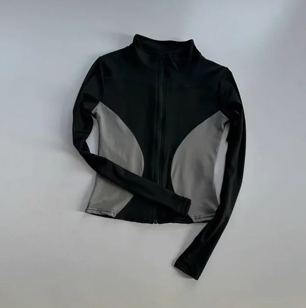 Outdoor Sports Long Sleeved Quick Dry Zipper Jacket Running Top