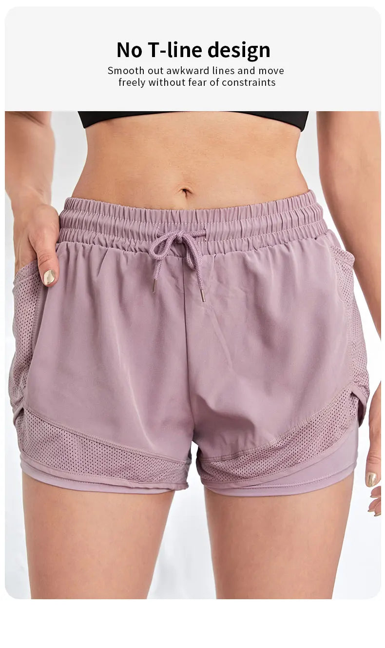 Women's Elastic Sports Shorts Pockets
