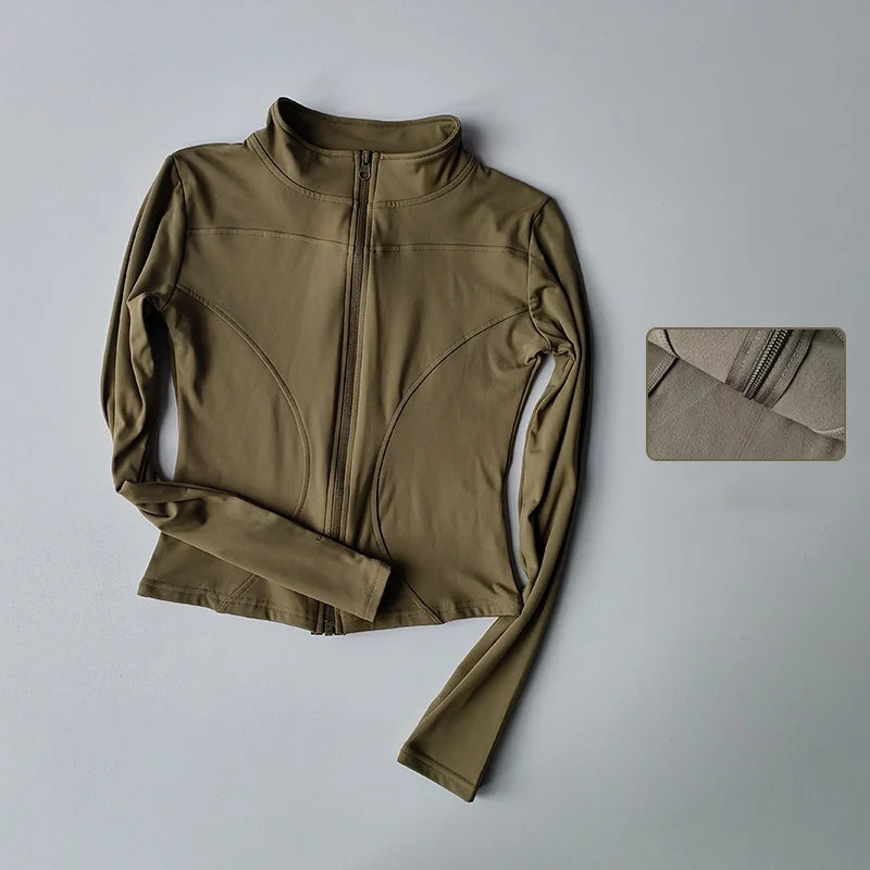 Outdoor Sports Long Sleeved Quick Dry Zipper Jacket Running Top