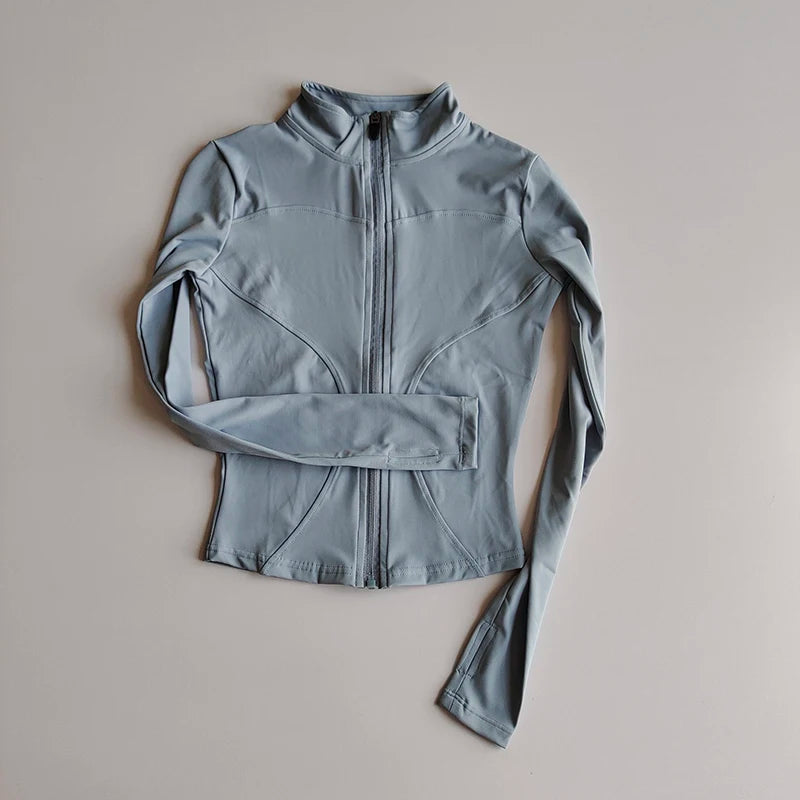 Outdoor Sports Long Sleeved Quick Dry Zipper Jacket Running Top