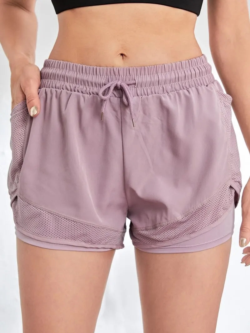 Women's Elastic Sports Shorts Pockets