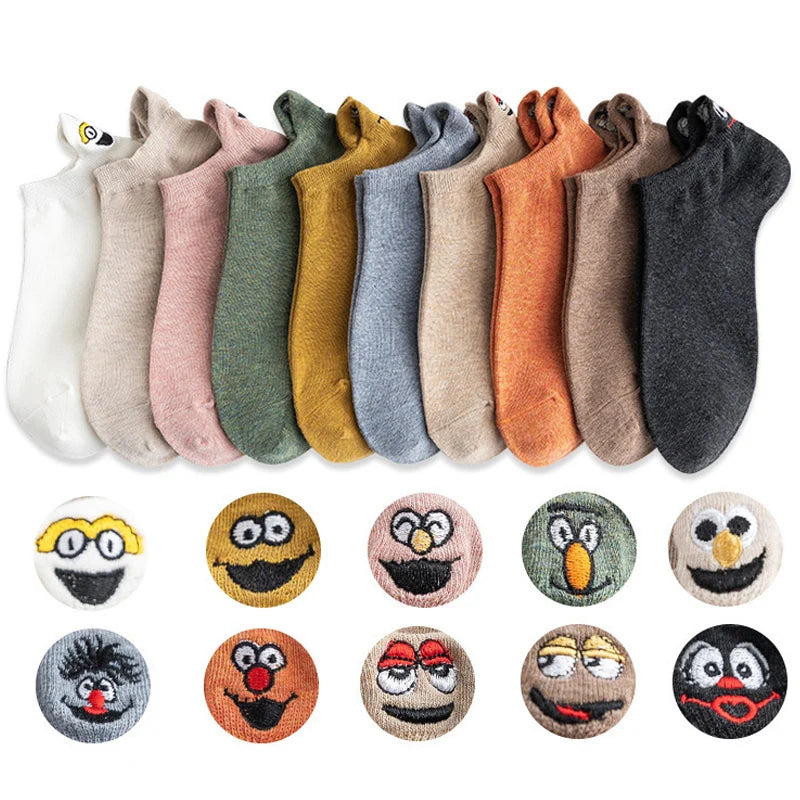 10 Pair Cotton Women Socks Solid Color Fun Casual Boat Ankle Female Socks