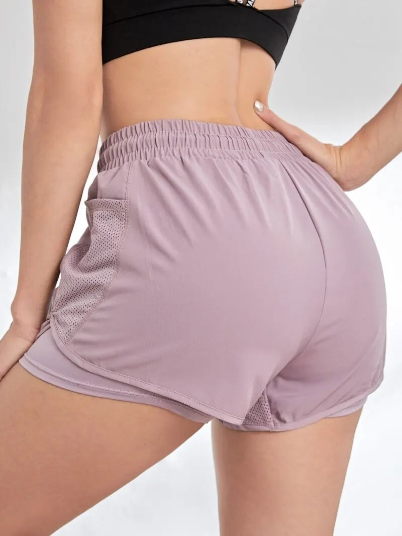 Women's Elastic Sports Shorts Pockets