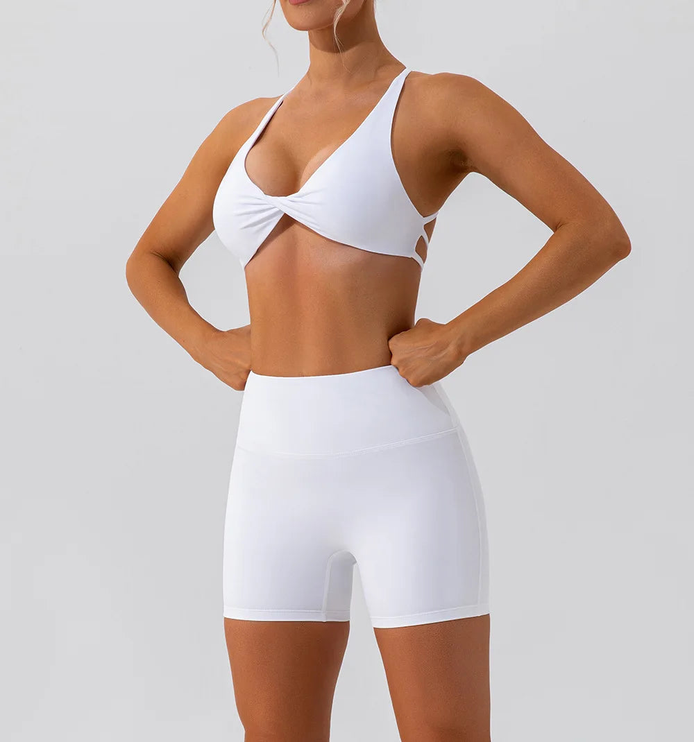 Workout Top Women Crease Sports Bra Running Back Cross Yoga Bra Breathable Sports