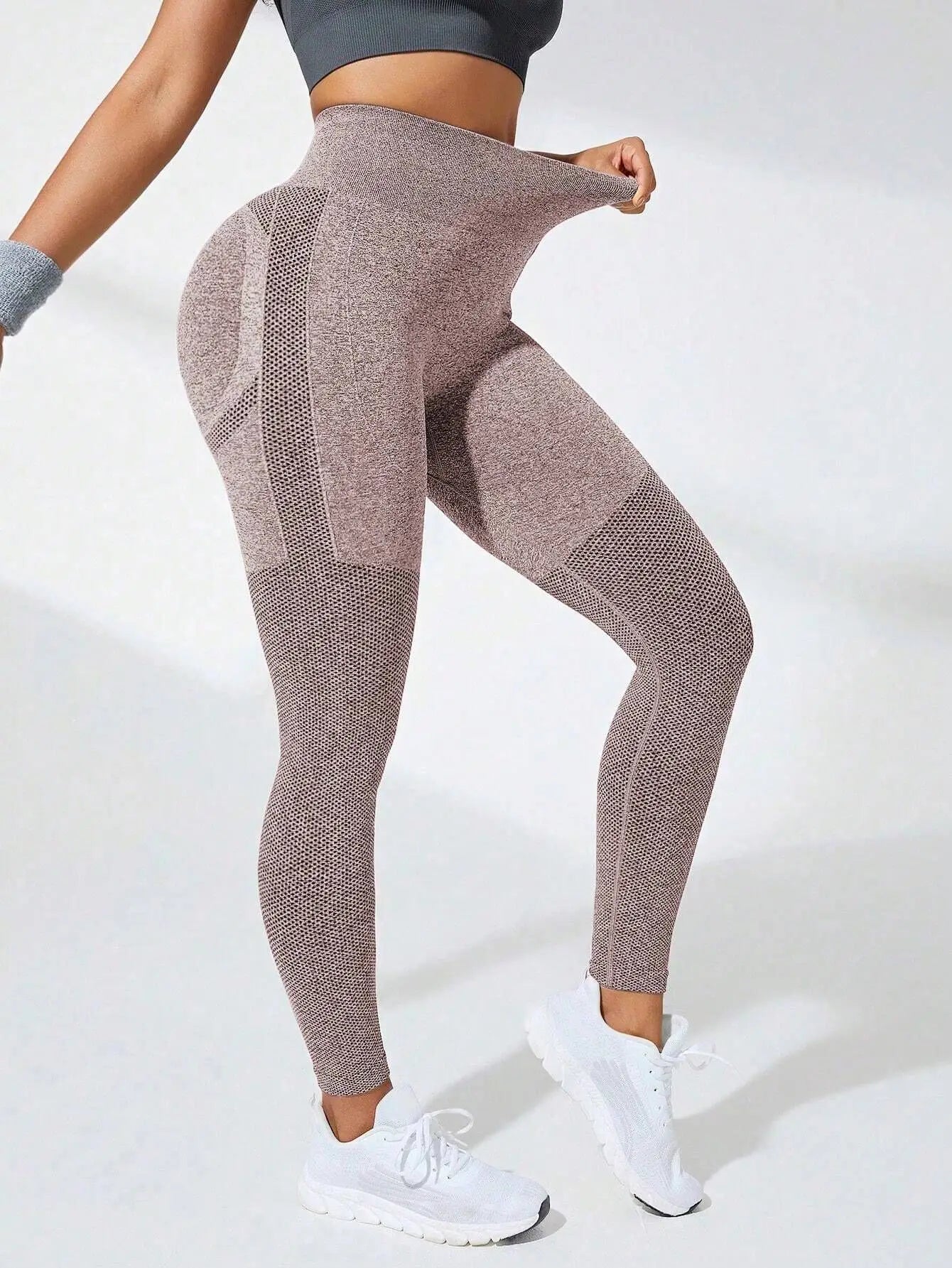 Seamless Splice Women Butt Lift High Waist Yoga Leggings