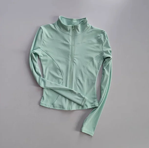Outdoor Sports Long Sleeved Quick Dry Zipper Jacket Running Top