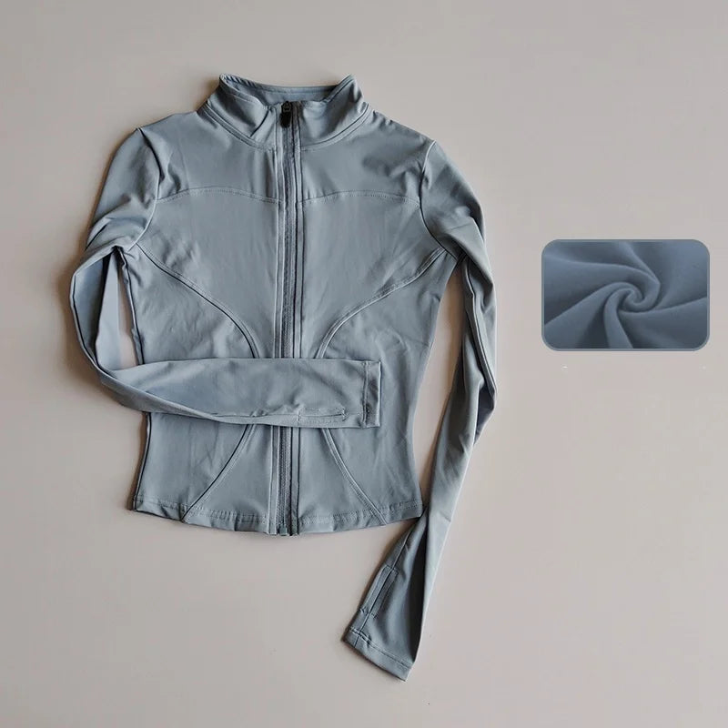 Outdoor Sports Long Sleeved Quick Dry Zipper Jacket Running Top