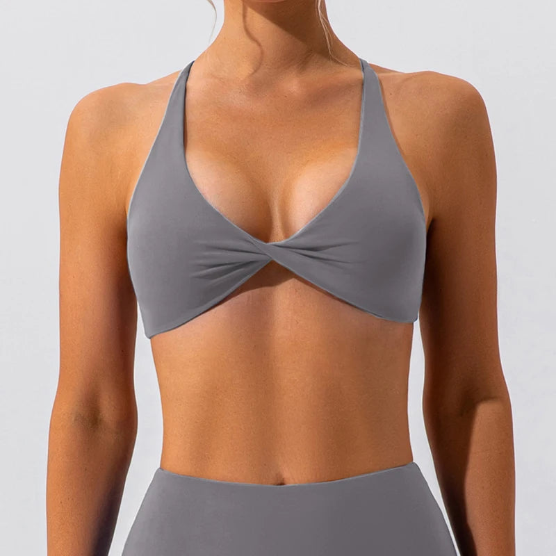Workout Top Women Crease Sports Bra Running Back Cross Yoga Bra Breathable Sports
