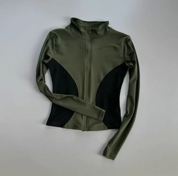 Outdoor Sports Long Sleeved Quick Dry Zipper Jacket Running Top
