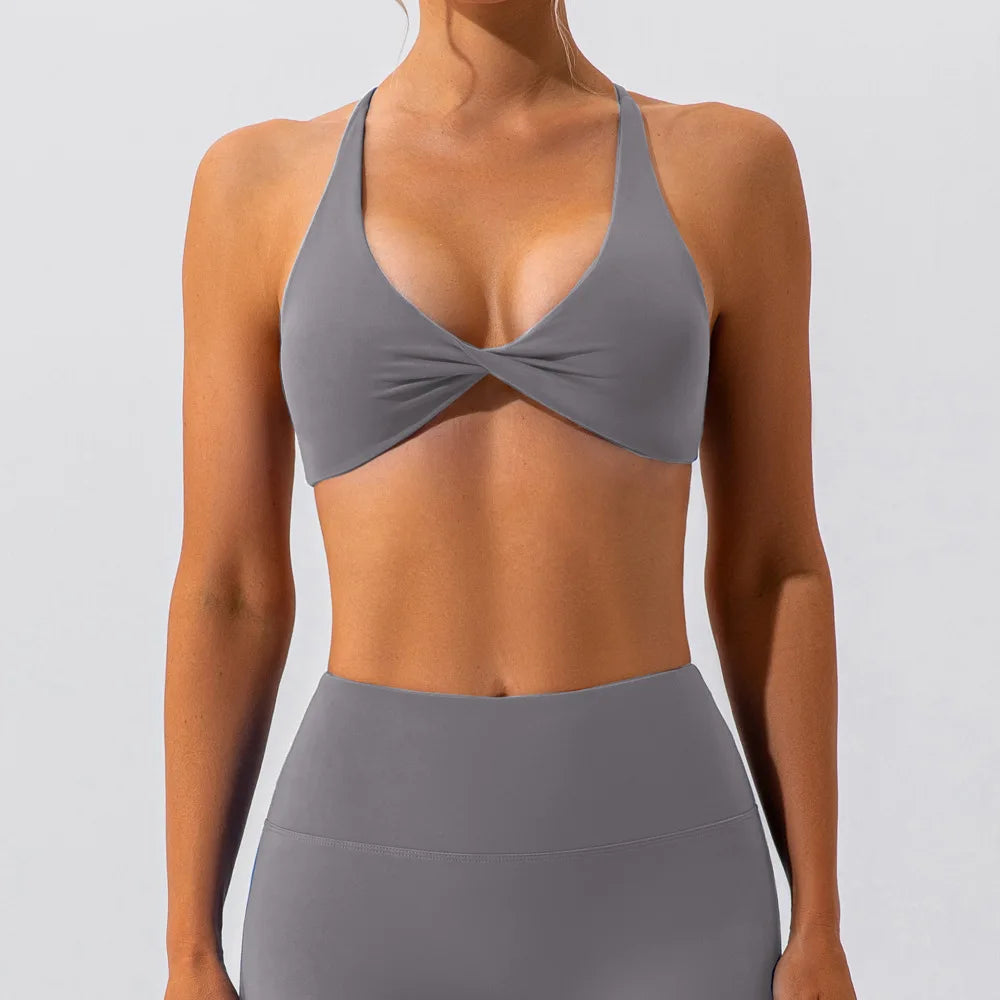 Workout Top Women Crease Sports Bra Running Back Cross Yoga Bra Breathable Sports