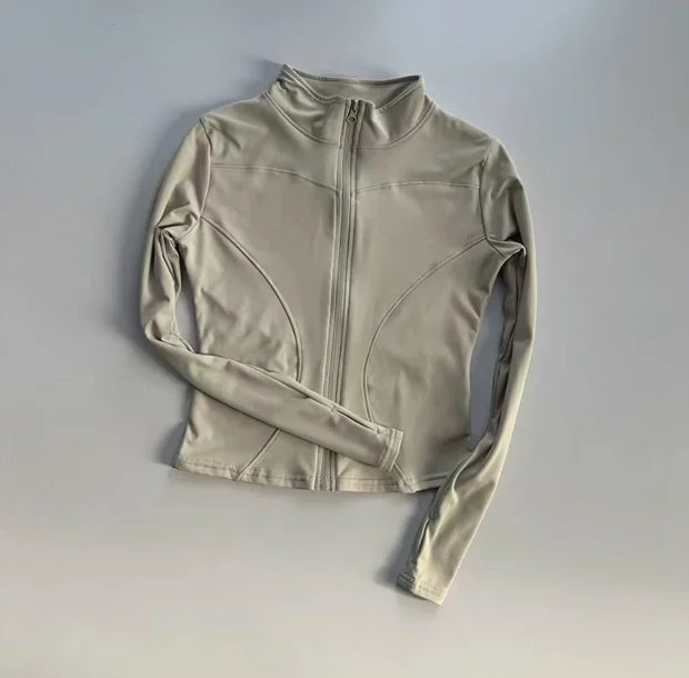 Outdoor Sports Long Sleeved Quick Dry Zipper Jacket Running Top