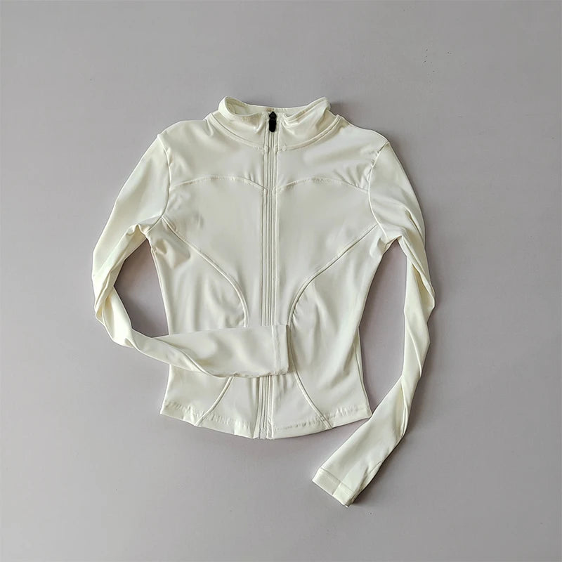 Outdoor Sports Long Sleeved Quick Dry Zipper Jacket Running Top