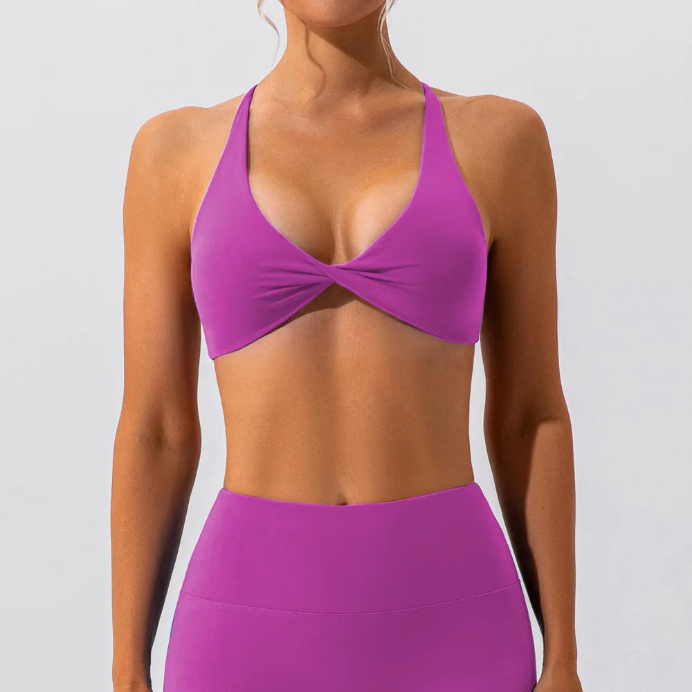 Workout Top Women Crease Sports Bra Running Back Cross Yoga Bra Breathable Sports