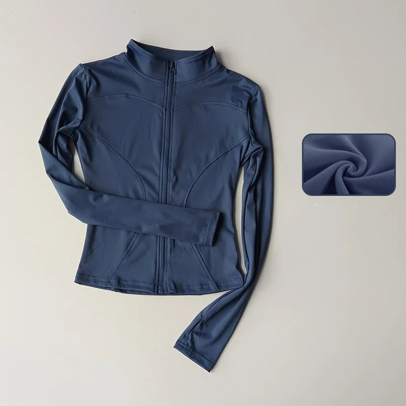 Outdoor Sports Long Sleeved Quick Dry Zipper Jacket Running Top