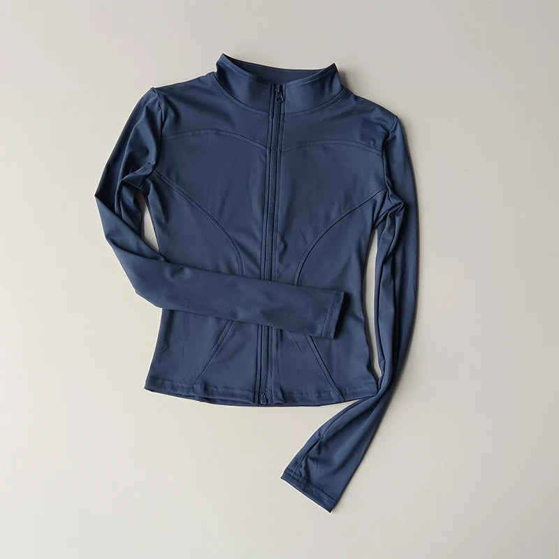 Outdoor Sports Long Sleeved Quick Dry Zipper Jacket Running Top