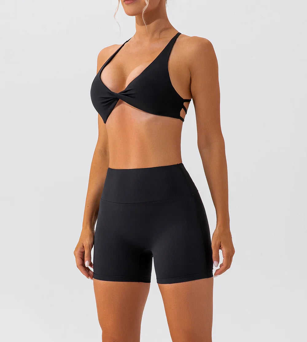 Workout Top Women Crease Sports Bra Running Back Cross Yoga Bra Breathable Sports
