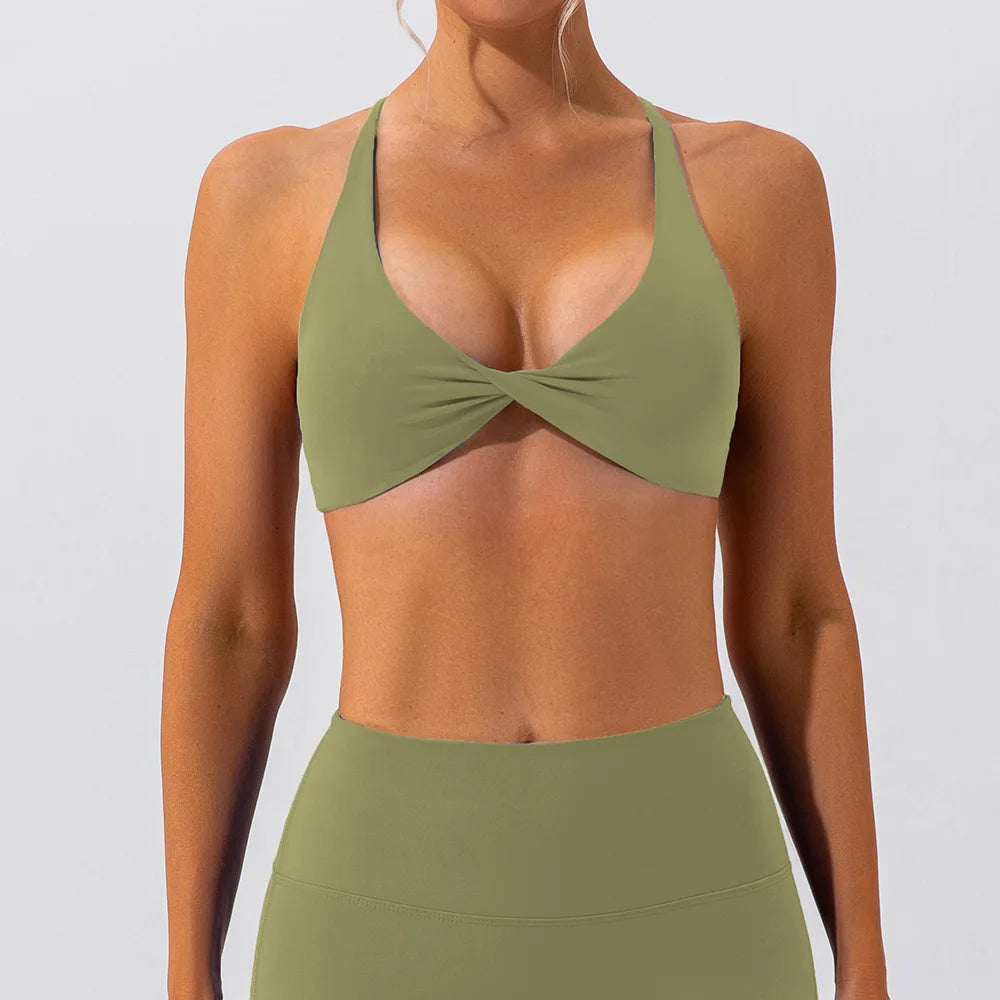 Workout Top Women Crease Sports Bra Running Back Cross Yoga Bra Breathable Sports