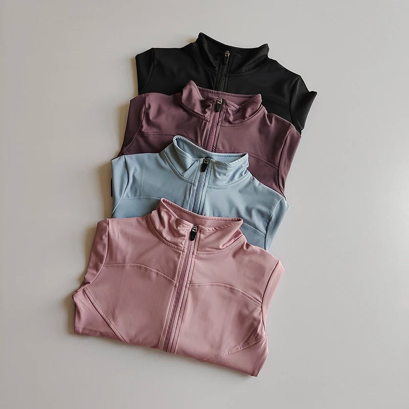 Outdoor Sports Long Sleeved Quick Dry Zipper Jacket Running Top