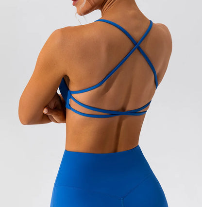 Workout Top Women Crease Sports Bra Running Back Cross Yoga Bra Breathable Sports