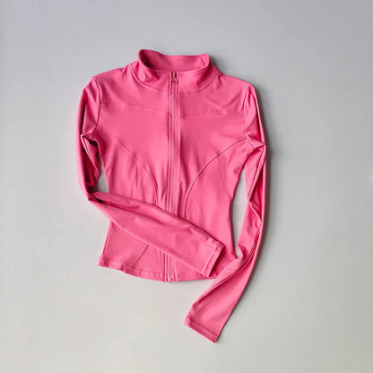 Outdoor Sports Long Sleeved Quick Dry Zipper Jacket Running Top