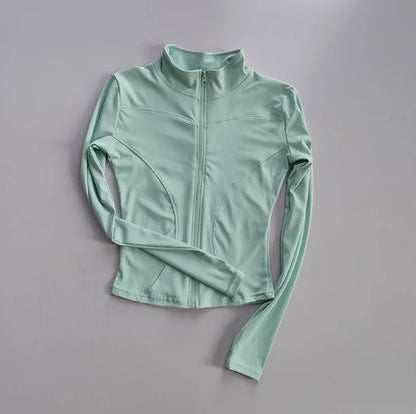 Outdoor Sports Long Sleeved Quick Dry Zipper Jacket Running Top