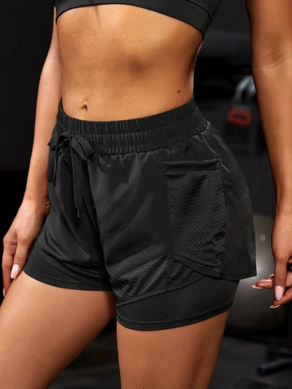 Women's Elastic Sports Shorts  Pockets