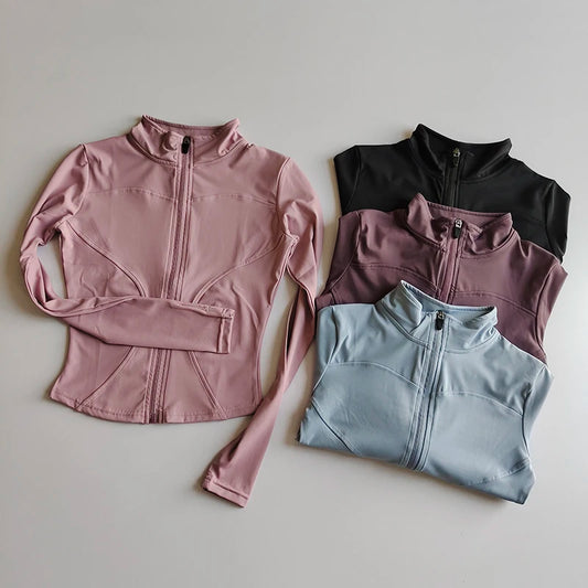 Outdoor Sports Long Sleeved Quick Dry Zipper Jacket Running Top