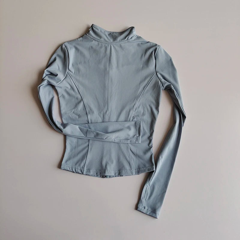 Outdoor Sports Long Sleeved Quick Dry Zipper Jacket Running Top
