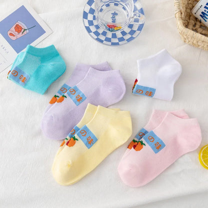 5 and 10 Pairs Women's Colored Cotton Ankle Socks Breathable Mesh Sports Boat Socks